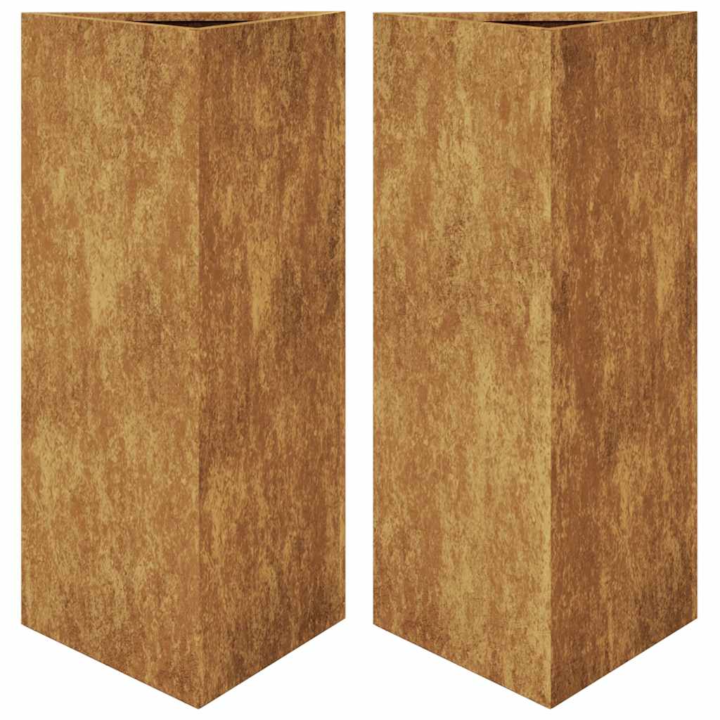Pflanzkübel 2 Stk. Dreieckig 40X34,5X75 Cm Wetterfester Stahl