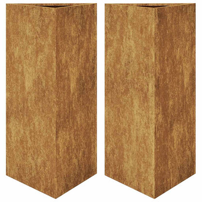 Pflanzkübel 2 Stk. Dreieckig 40X34,5X75 Cm Wetterfester Stahl