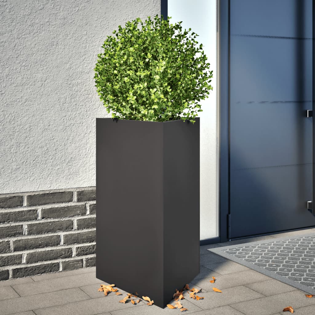 Pflanzkübel Schwarz Dreieckig 50X43X75 Cm Stahl