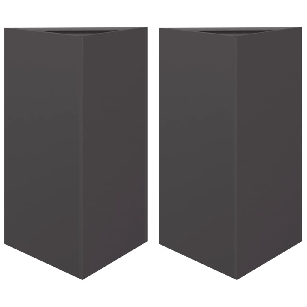 Pflanzkübel 2 Stk. Schwarz Dreieckig 50X43X75 Cm Stahl