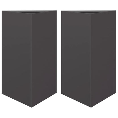 Pflanzkübel 2 Stk. Schwarz Dreieckig 50X43X75 Cm Stahl