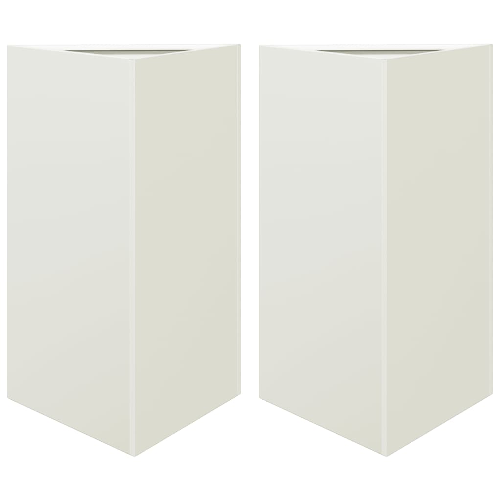 Pflanzkübel 2 Stk. Weiß Dreieckig 50X43X75 Cm Stahl