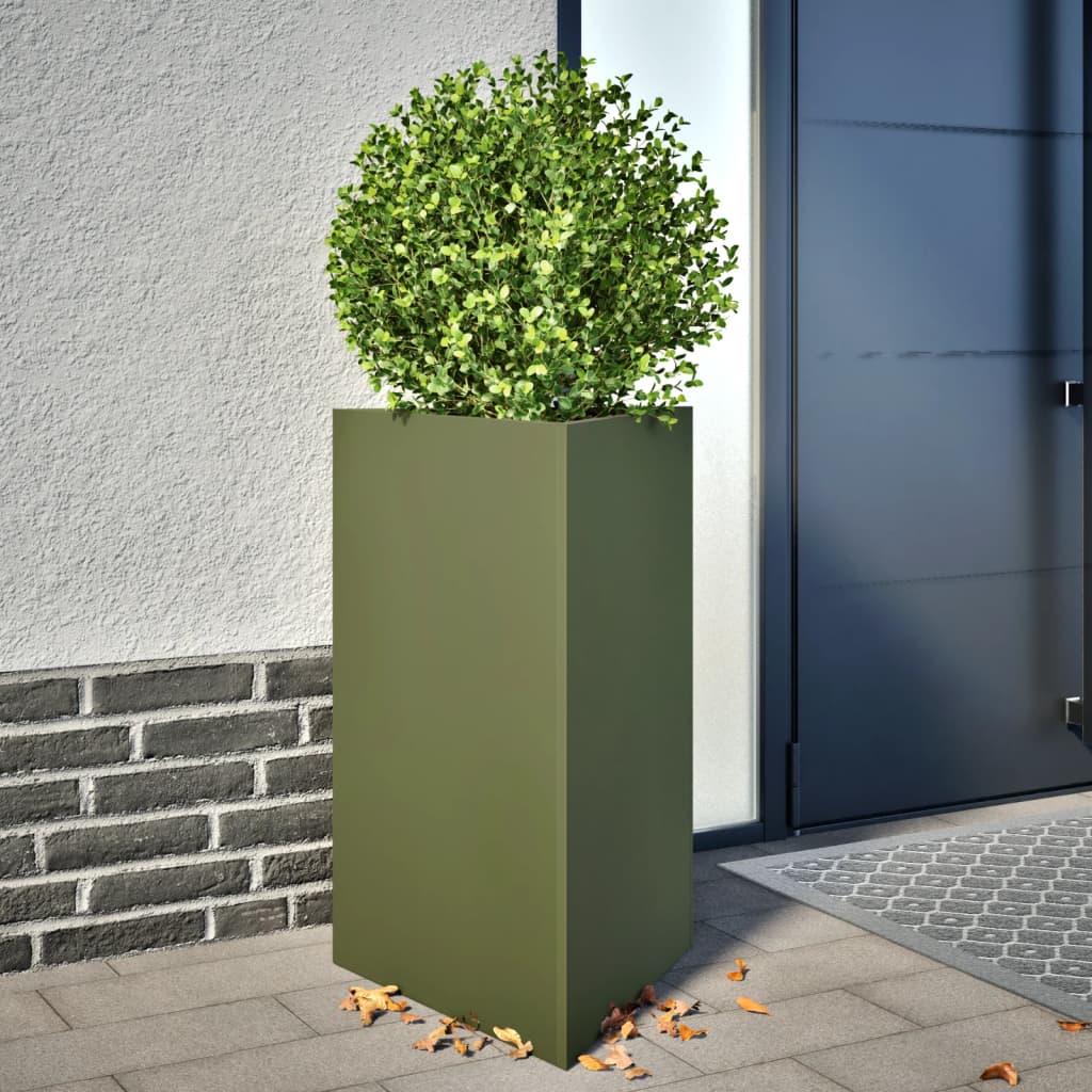 Pflanzkübel Olivgrün Dreieckig 50X43X75 Cm Stahl