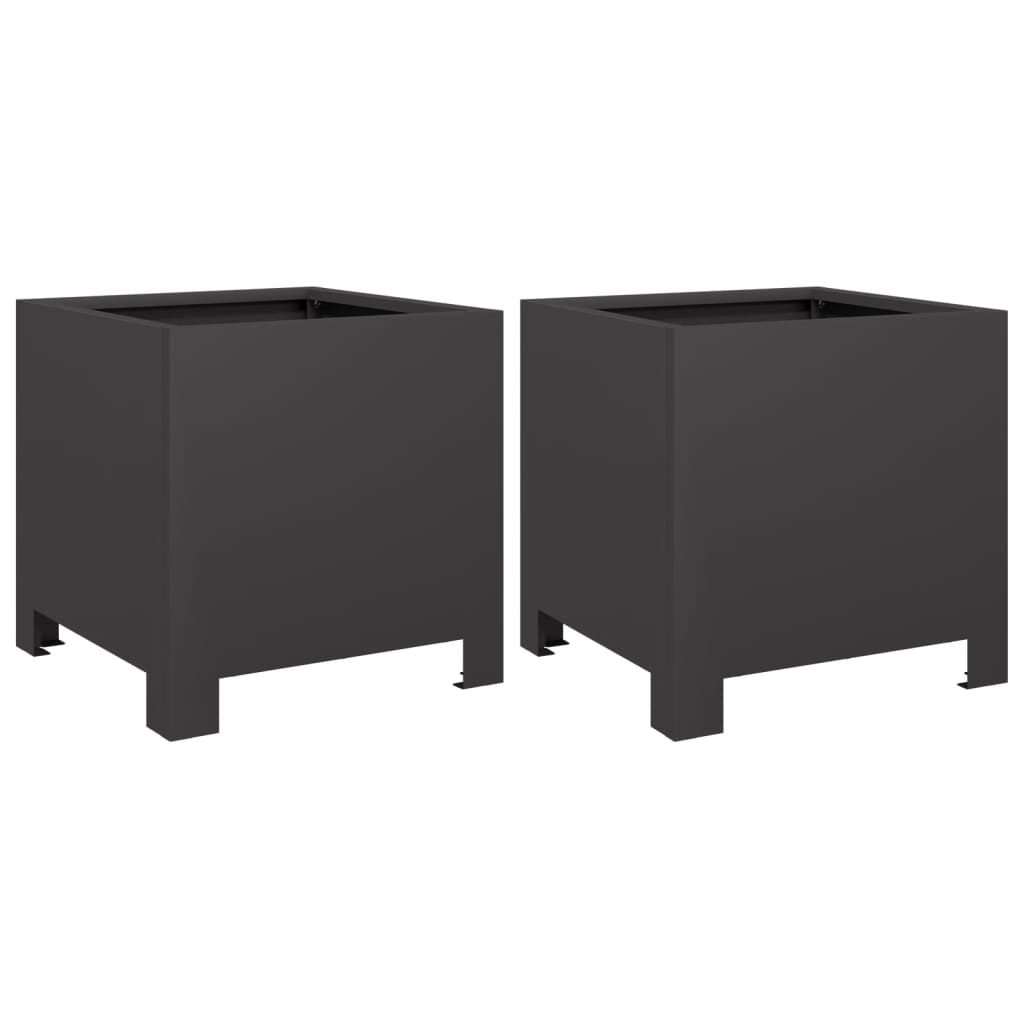Pflanzkübel 2 Stk. Schwarz 30X30X30 Stahl