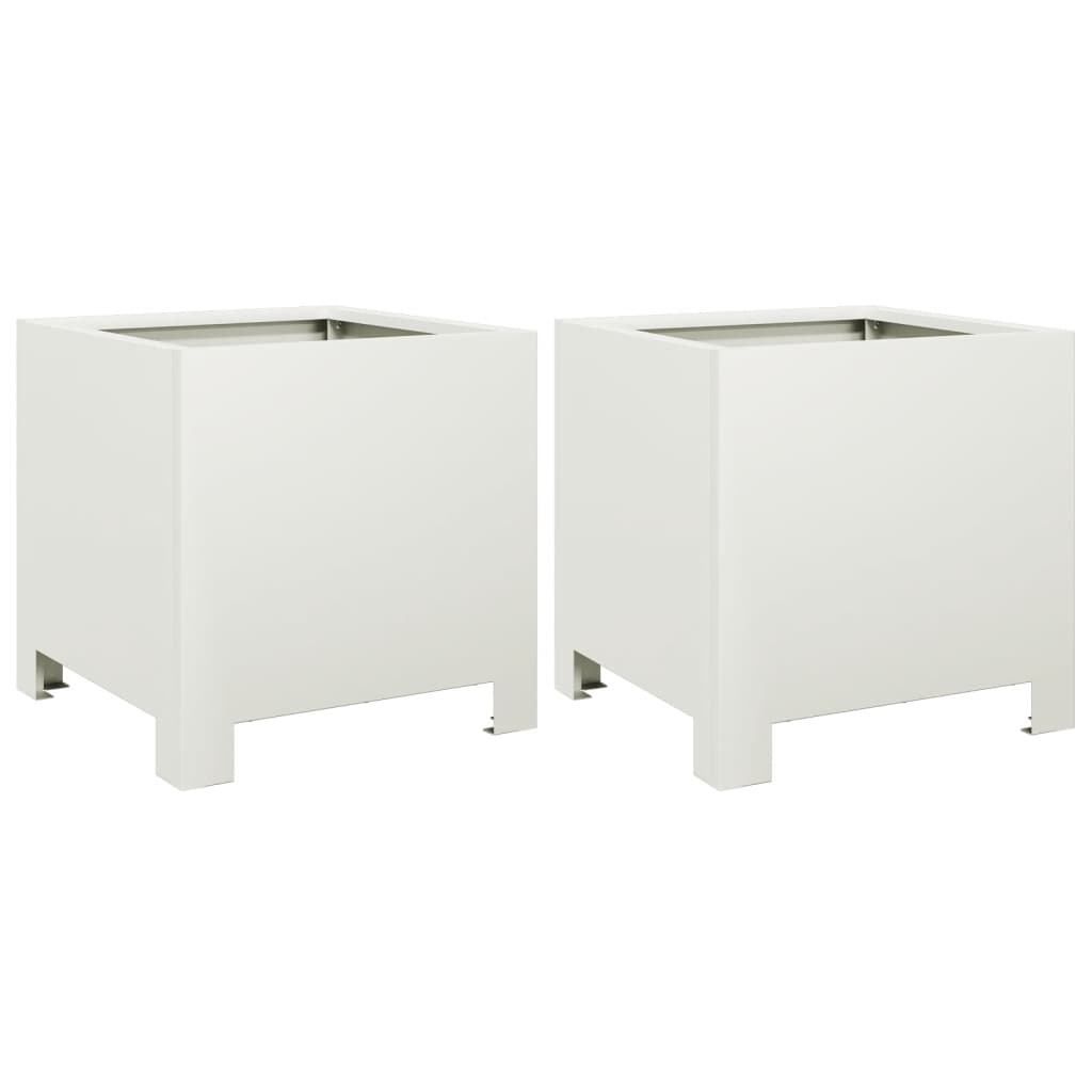 Pflanzkübel 2 Stk. Weiß 30X30X30 Stahl