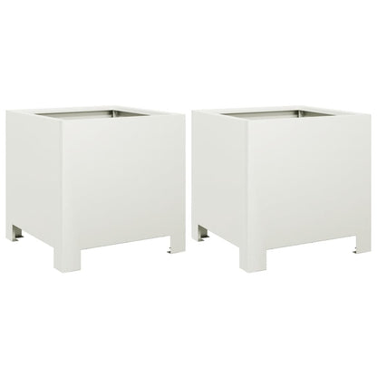 Pflanzkübel 2 Stk. Weiß 30X30X30 Stahl