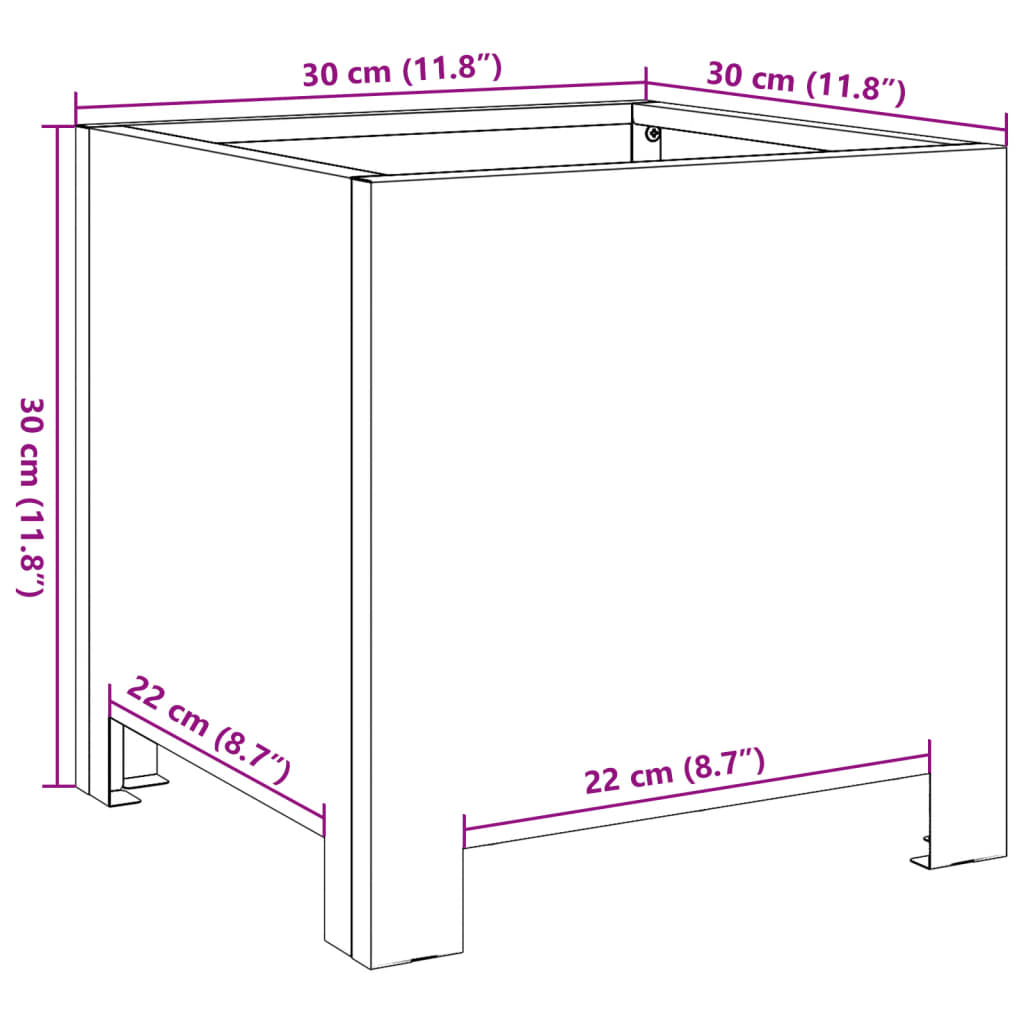 Pflanzkübel 2 Stk. Weiß 30X30X30 Stahl
