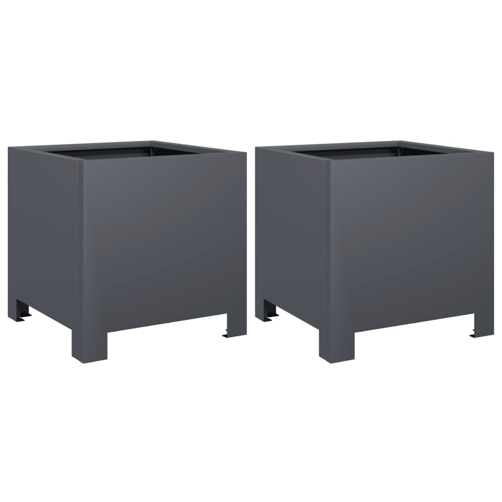 Pflanzkübel 2 Stk. Anthrazit 30X30X30 Stahl