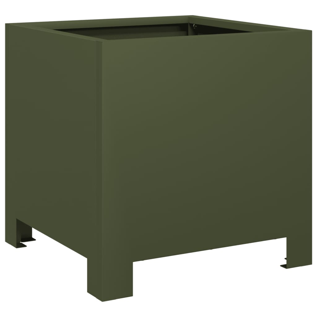 Pflanzkübel 2 Stk. Olivgrün 30X30X30 Stahl