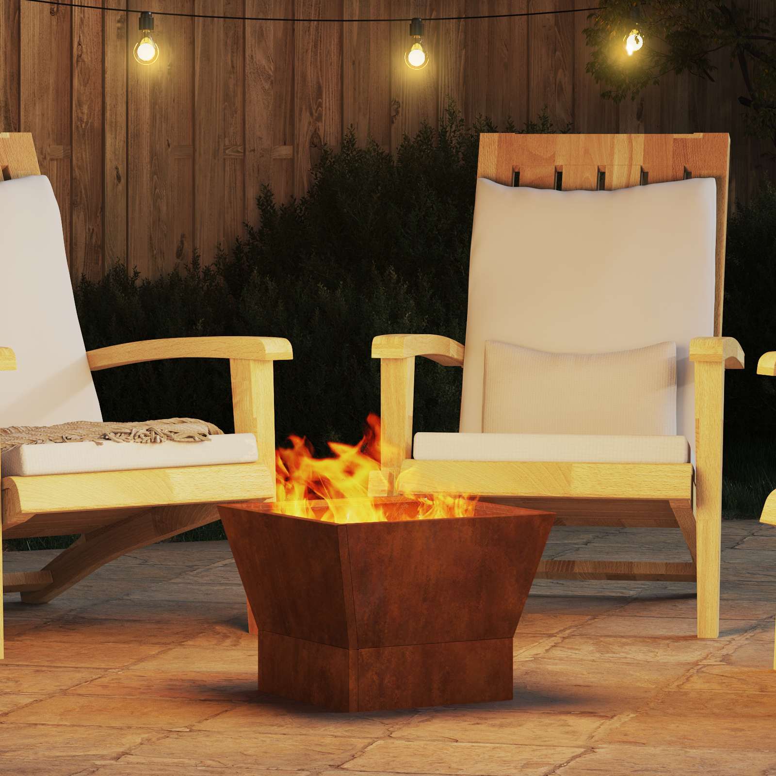 Feuerstelle Braun 40 X 40 X 35 Cm Wetterfeststahl