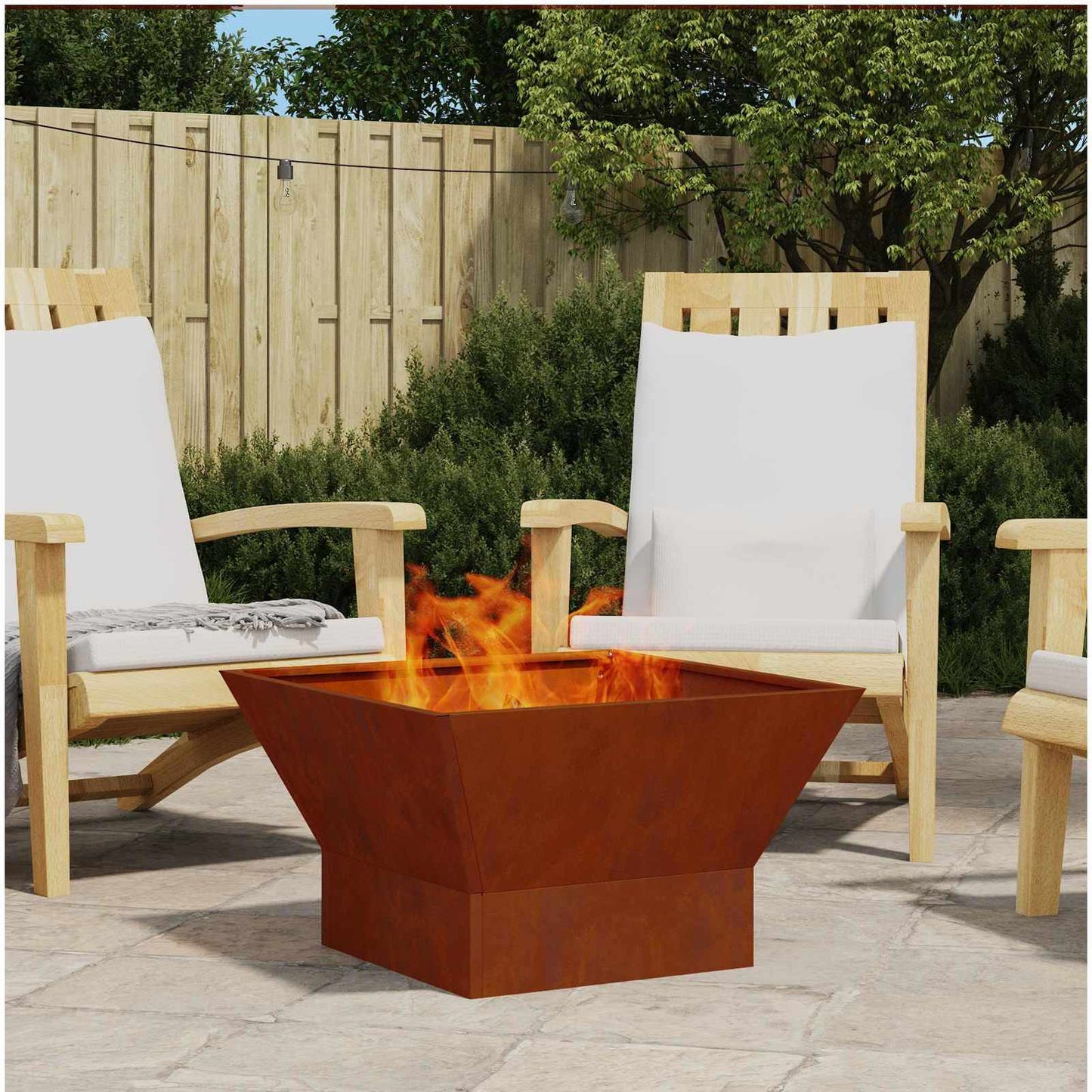 Feuerstelle Braun 40 X 40 X 35 Cm Wetterfeststahl