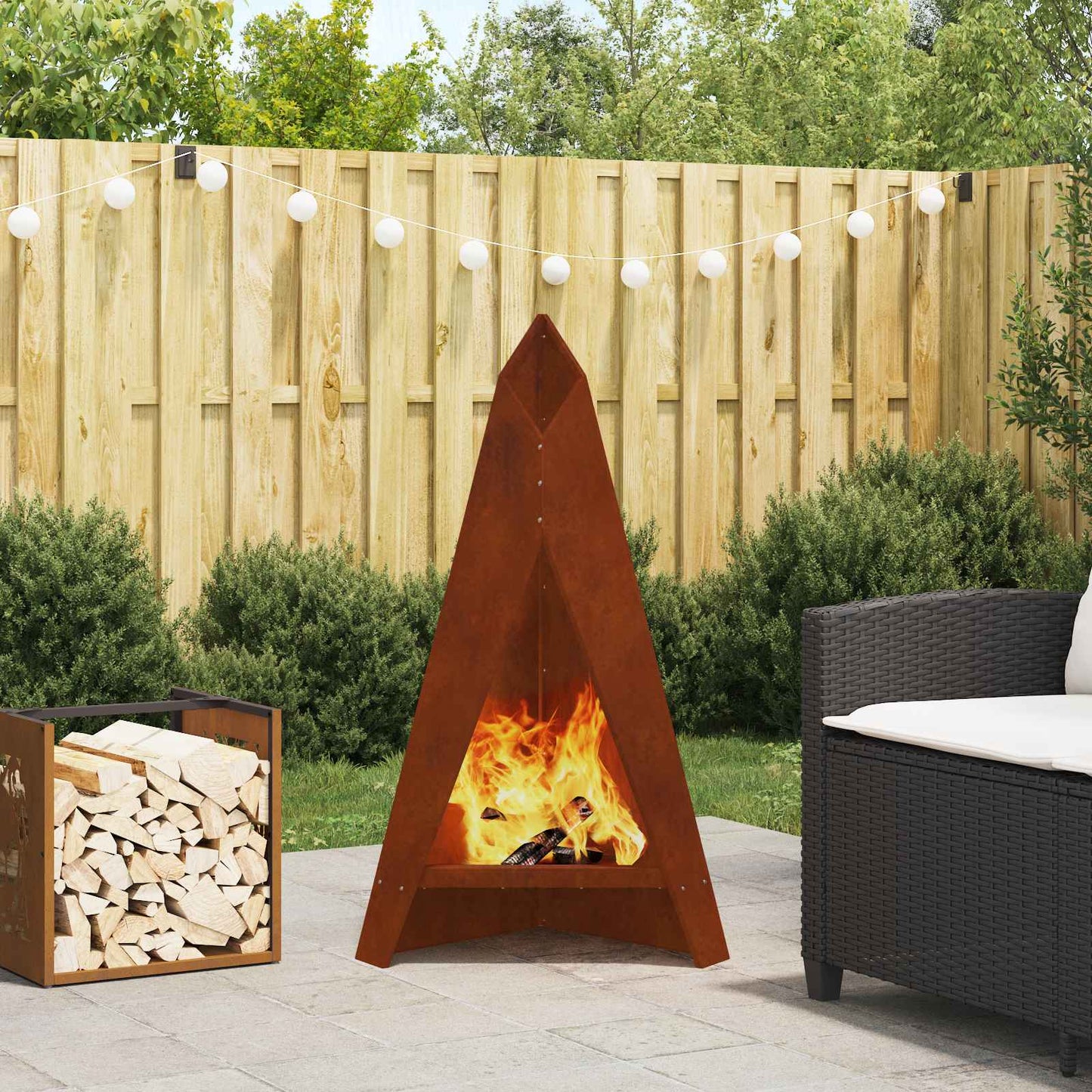 Feuerstelle Braun 58 X 40 X 100 Cm Wetterfeststahl