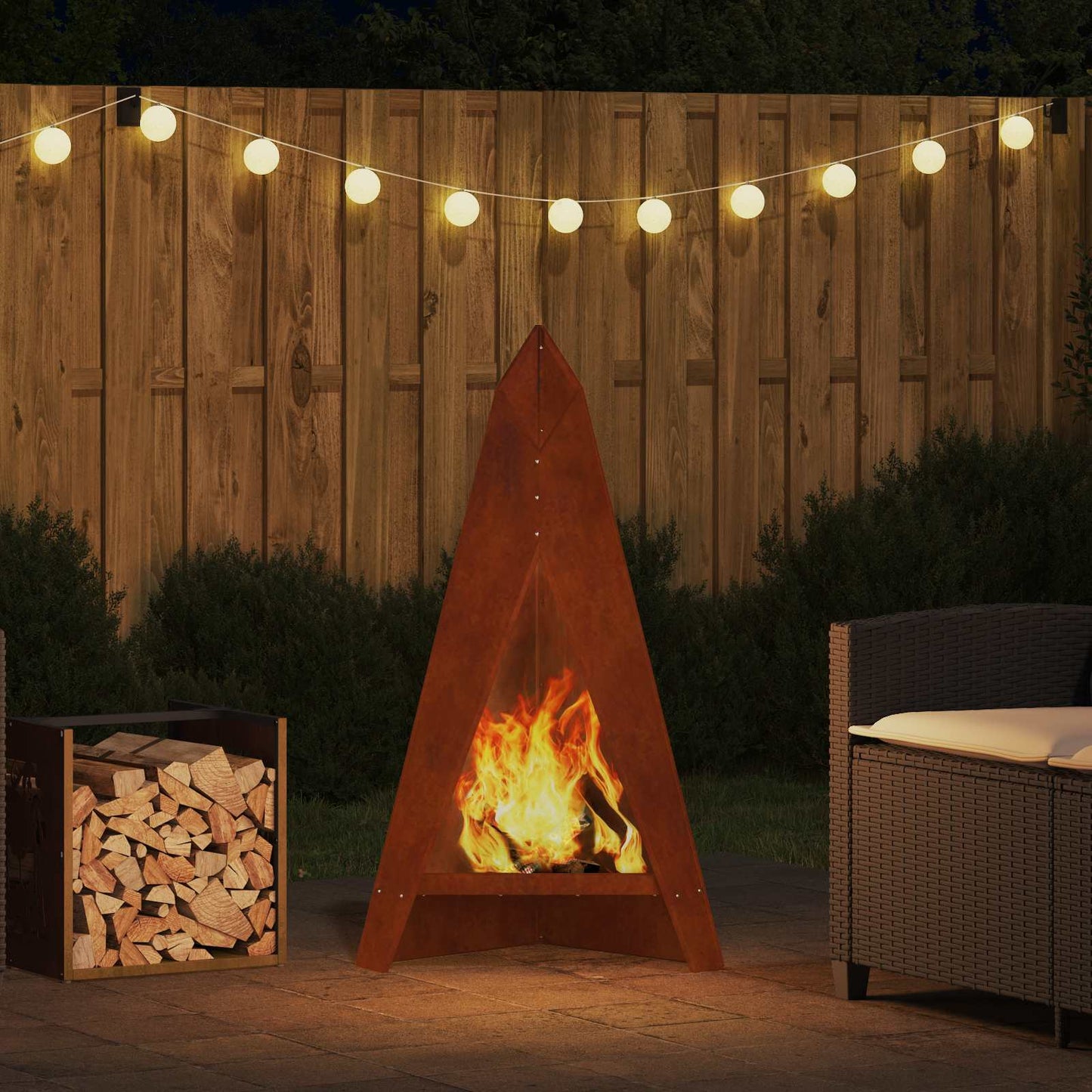 Feuerstelle Braun 58 X 40 X 100 Cm Wetterfeststahl