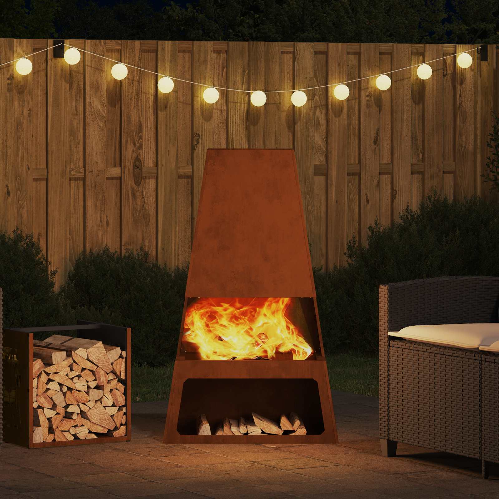 Feuerstelle Braun 60 X 35 X 100 Cm Wetterfeststahl