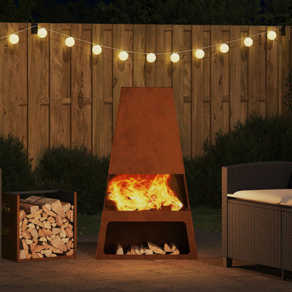 Feuerstelle Braun 60 X 35 X 100 Cm Wetterfeststahl
