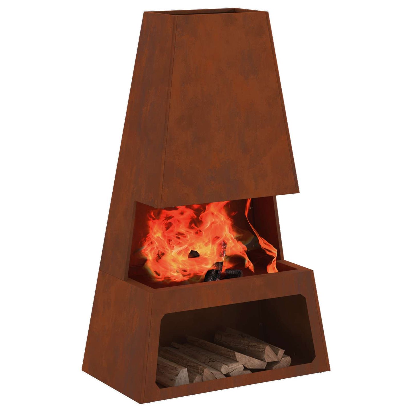 Feuerstelle Braun 60 X 35 X 100 Cm Wetterfeststahl