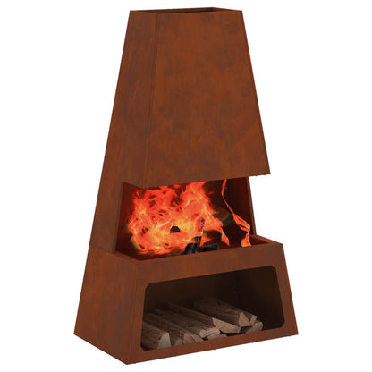 Feuerstelle Braun 60 X 35 X 100 Cm Wetterfeststahl