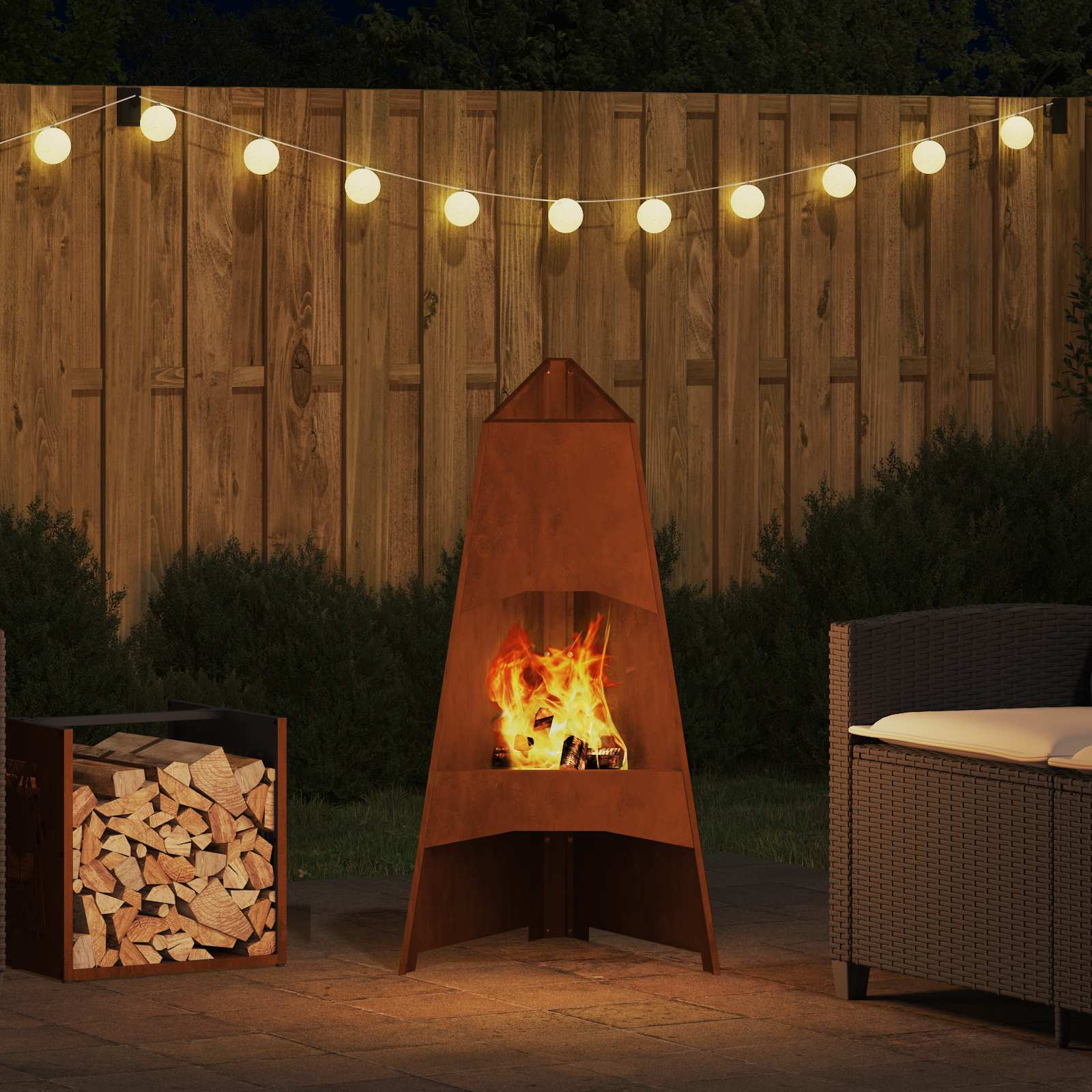Feuerstelle Braun 50 X 50 X 95 Cm Wetterfeststahl