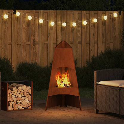 Feuerstelle Braun 50 X 50 X 95 Cm Wetterfeststahl