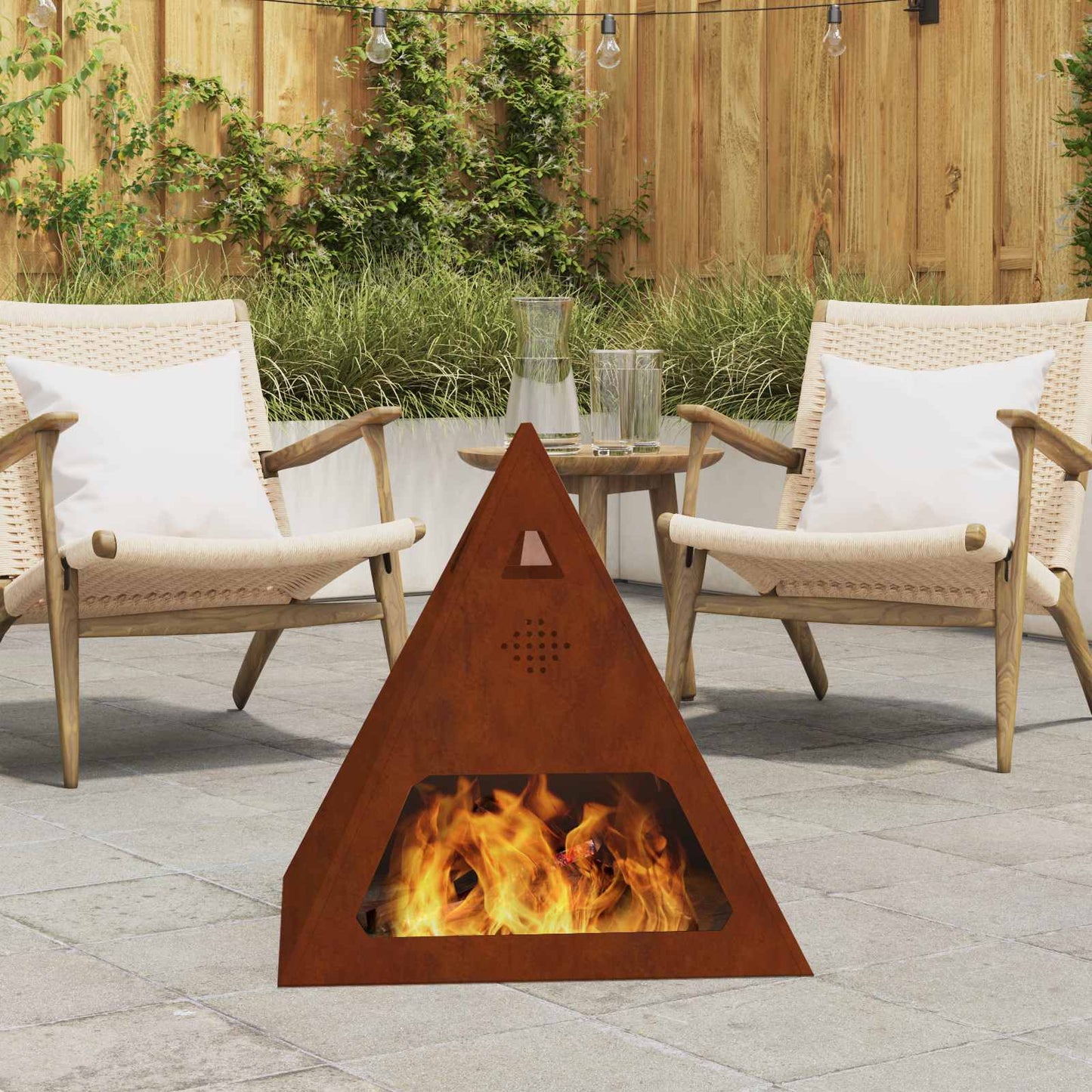 Feuerstelle Braun 50 X 50 X 51 Cm Wetterfeststahl