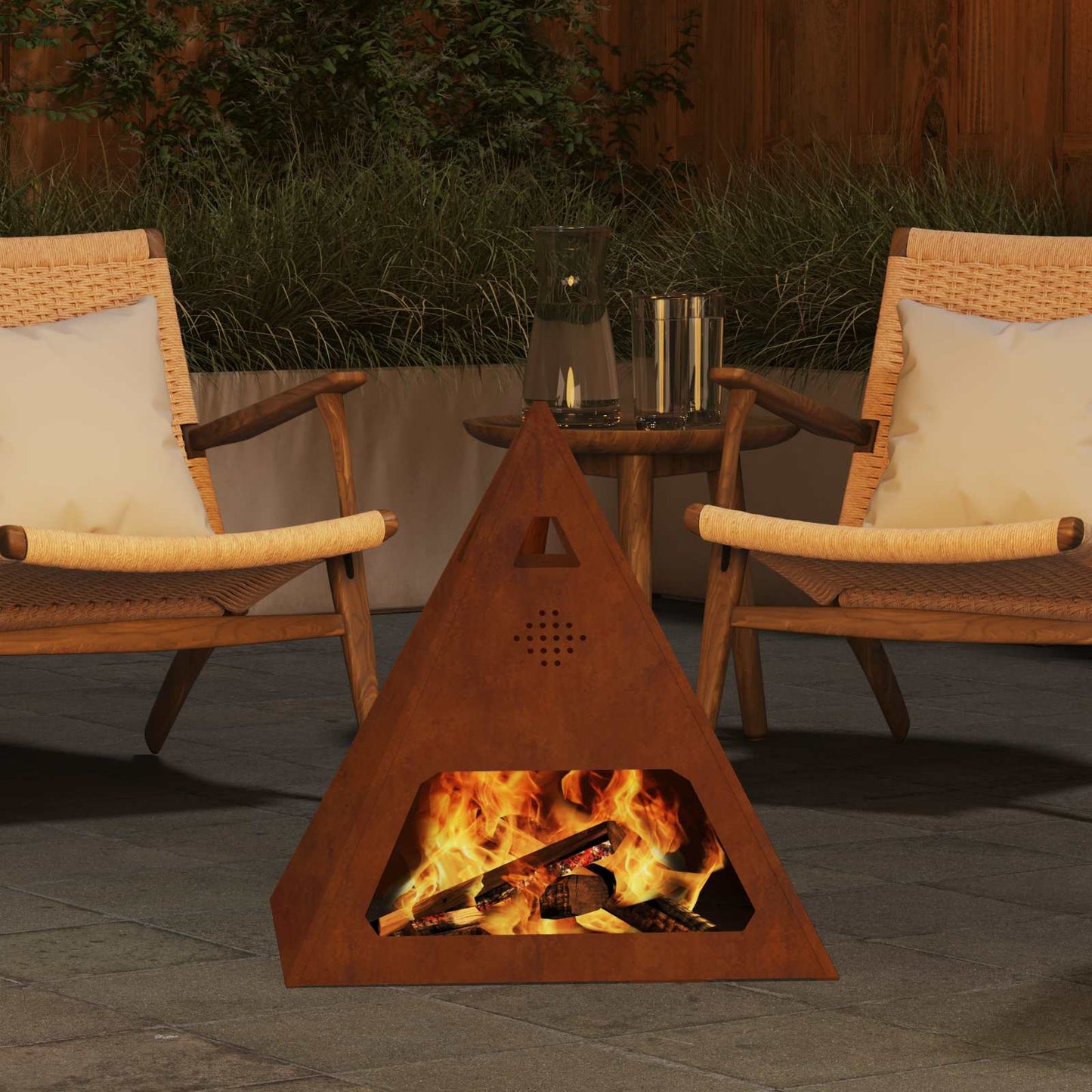 Feuerstelle Braun 50 X 50 X 51 Cm Wetterfeststahl