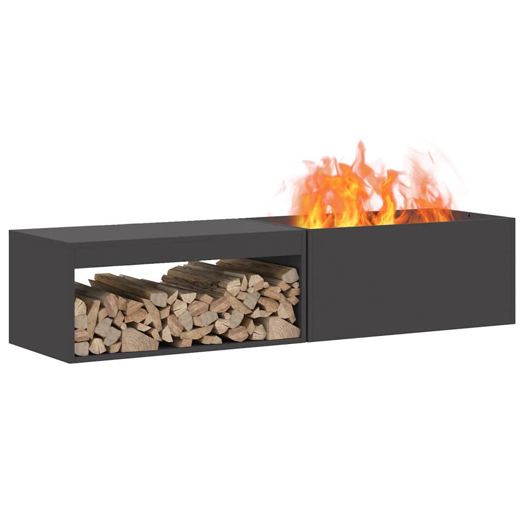 Feuerstelle Schwarz 160 X 45 X 35 Cm Stahl