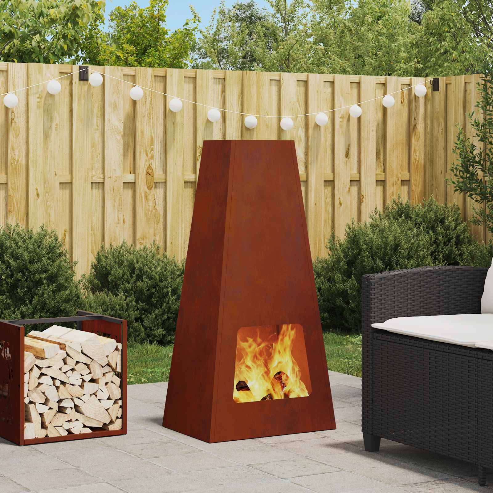 Feuerstelle Braun 50 X 35 X 100 Cm Wetterfeststahl