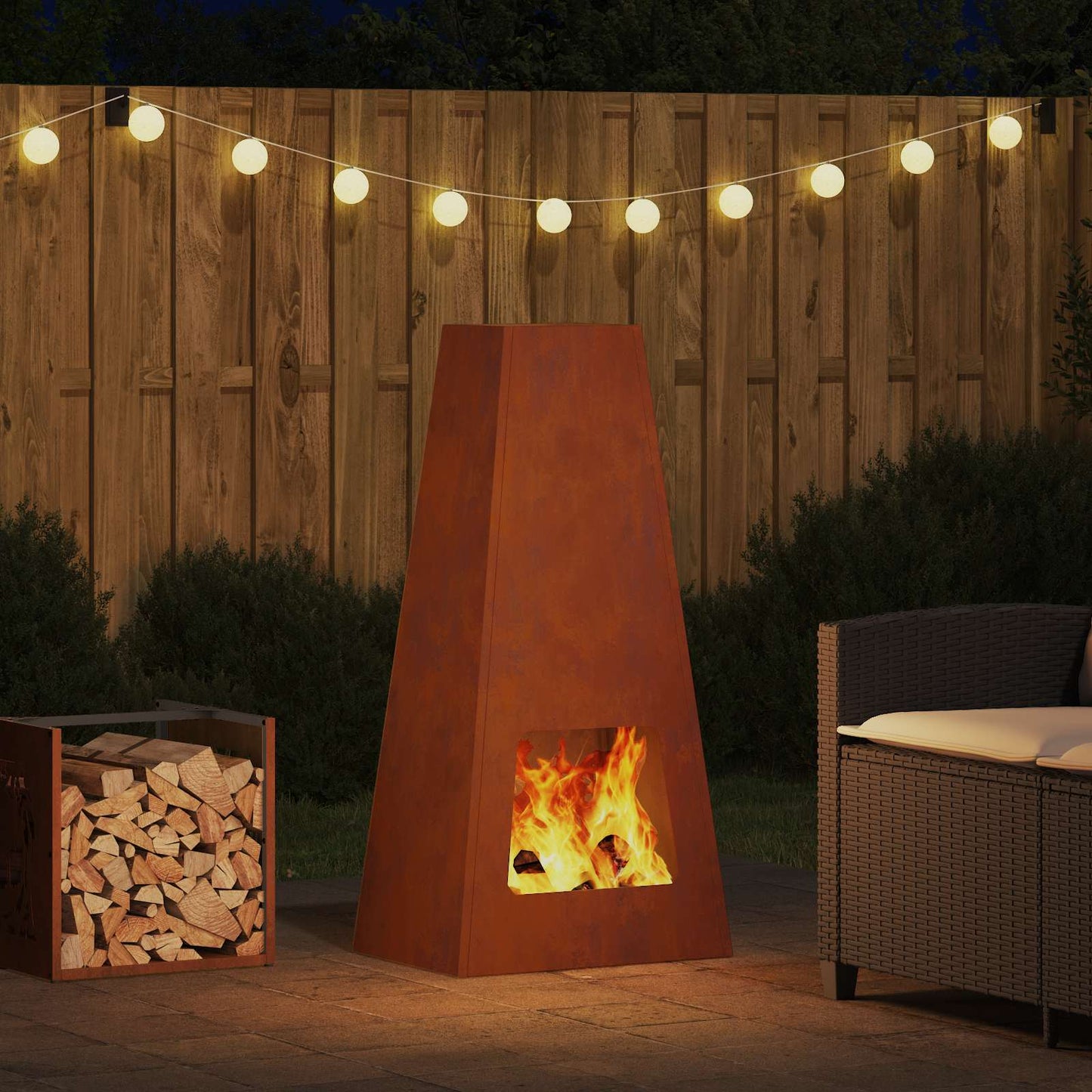Feuerstelle Braun 50 X 35 X 100 Cm Wetterfeststahl