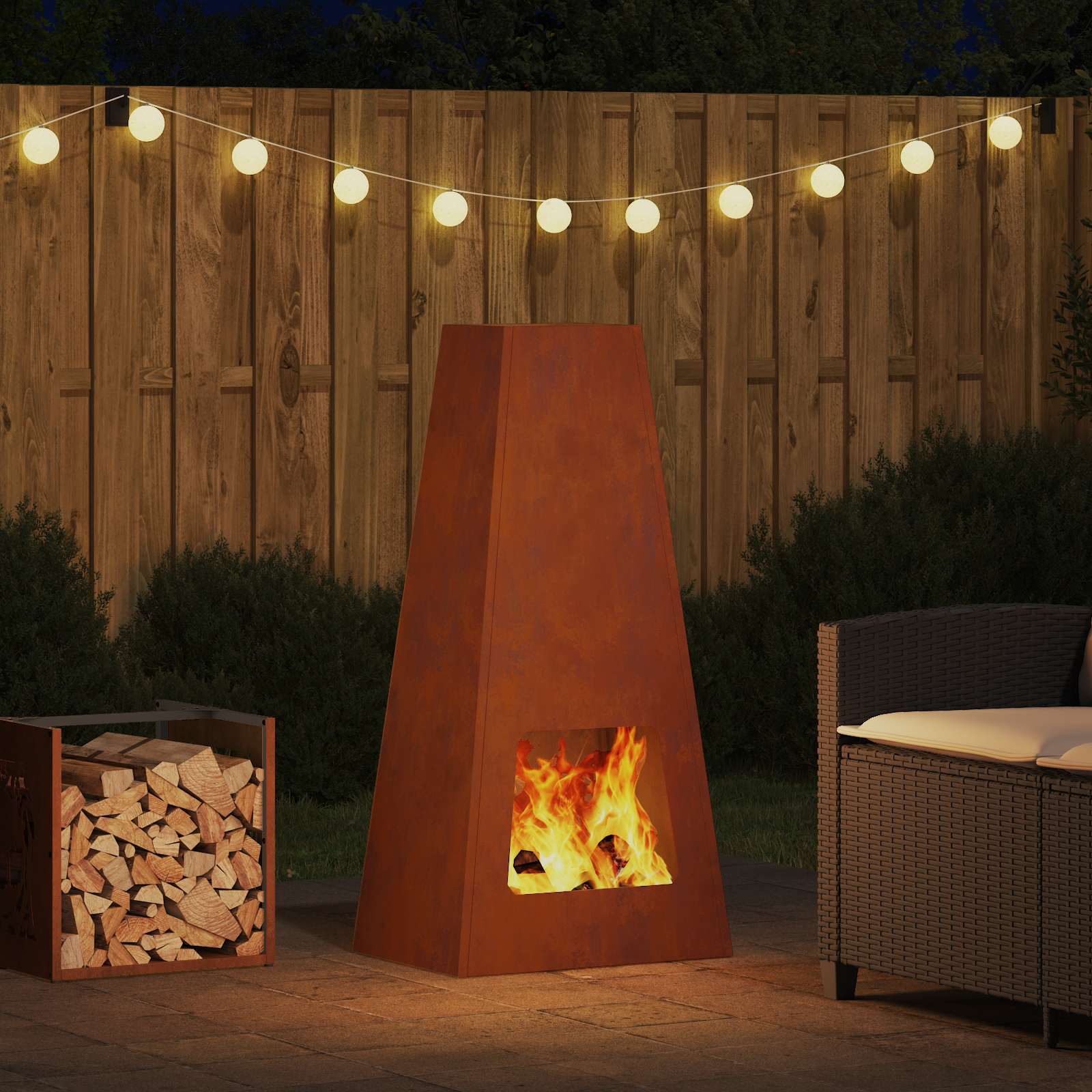 Feuerstelle Braun 50 X 35 X 100 Cm Wetterfeststahl
