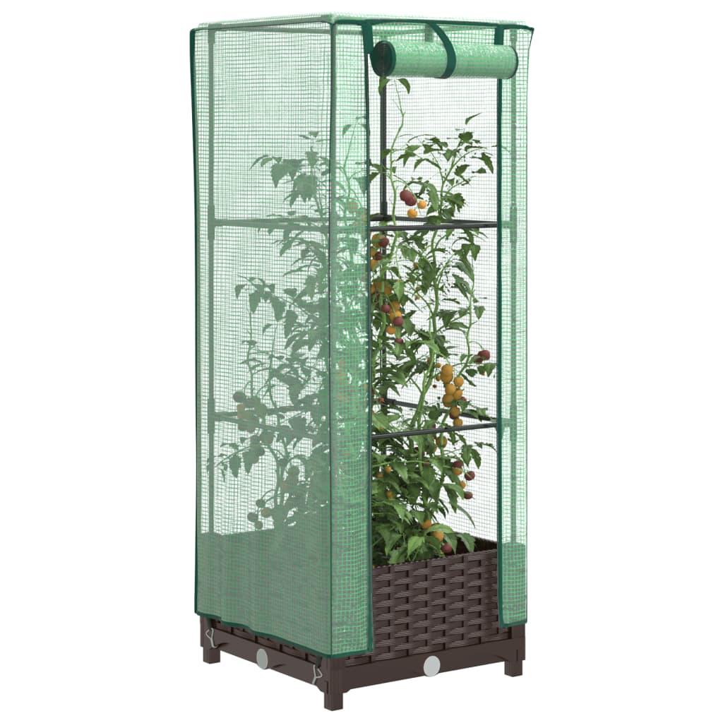 Hochbeet Mit Gewächshaus-Aufsatz Rattan-Optik 120X40X138 Cm