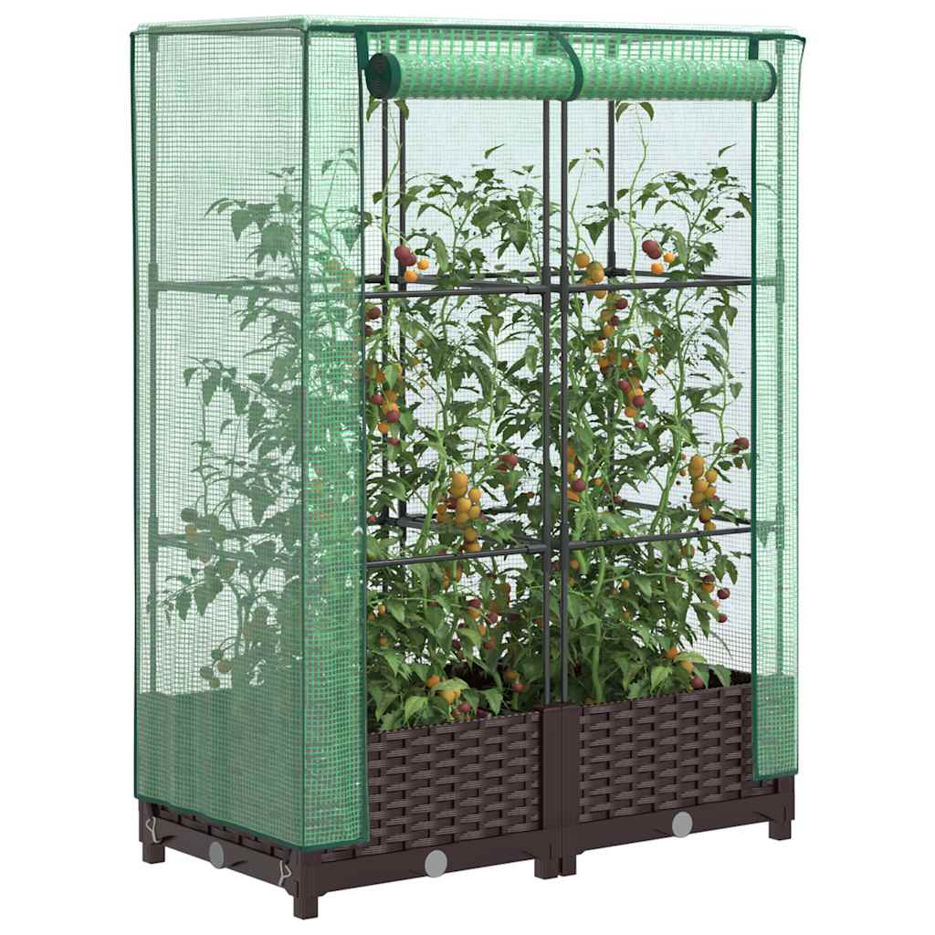 Hochbeet Mit Gewächshaus-Aufsatz Rattan-Optik 120X40X138 Cm