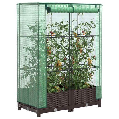 Hochbeet Mit Gewächshaus-Aufsatz Rattan-Optik 120X40X138 Cm