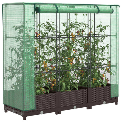 Hochbeet Mit Gewächshaus-Aufsatz Rattan-Optik 120X40X138 Cm