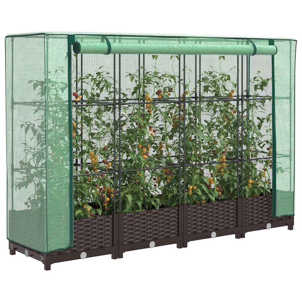 Hochbeet Mit Gewächshaus-Aufsatz Rattan-Optik 120X40X138 Cm