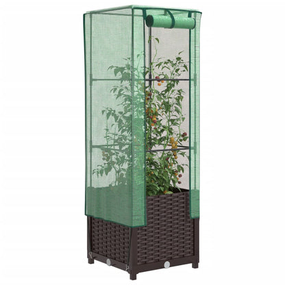 Hochbeet Mit Gewächshaus-Aufsatz Rattan-Optik 120X40X138 Cm
