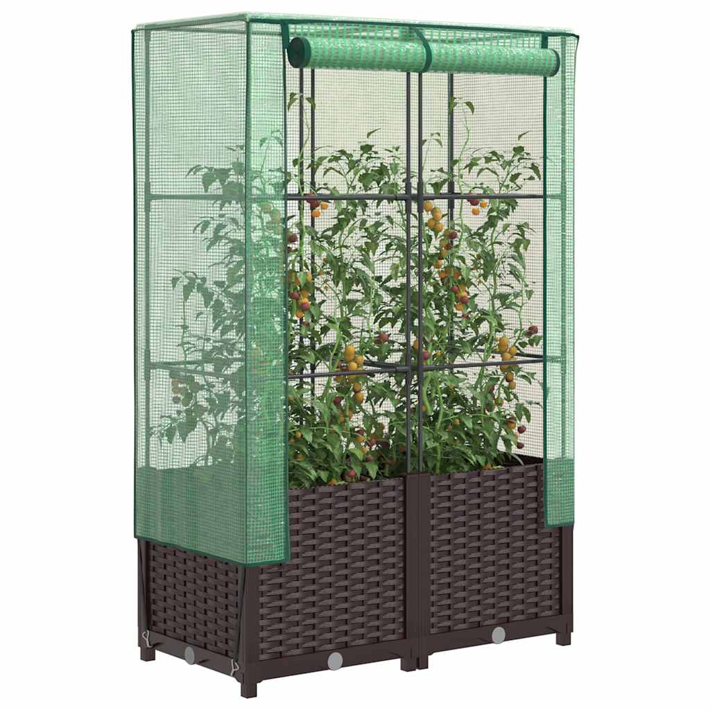 Hochbeet Mit Gewächshaus-Aufsatz Rattan-Optik 120X40X138 Cm