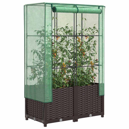 Hochbeet Mit Gewächshaus-Aufsatz Rattan-Optik 120X40X138 Cm