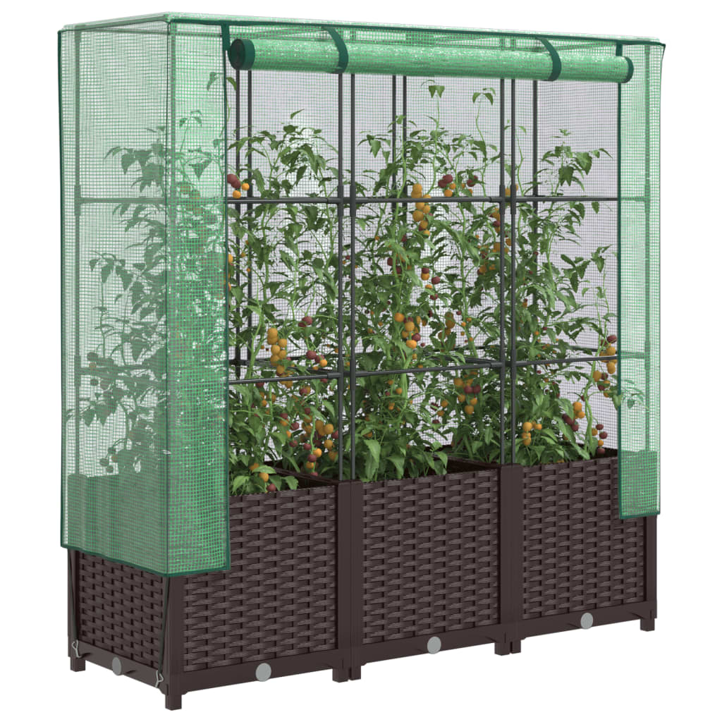 Hochbeet Mit Gewächshaus-Aufsatz Rattan-Optik 120X40X138 Cm