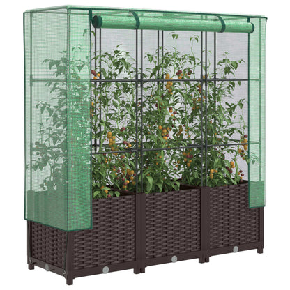 Hochbeet Mit Gewächshaus-Aufsatz Rattan-Optik 120X40X138 Cm