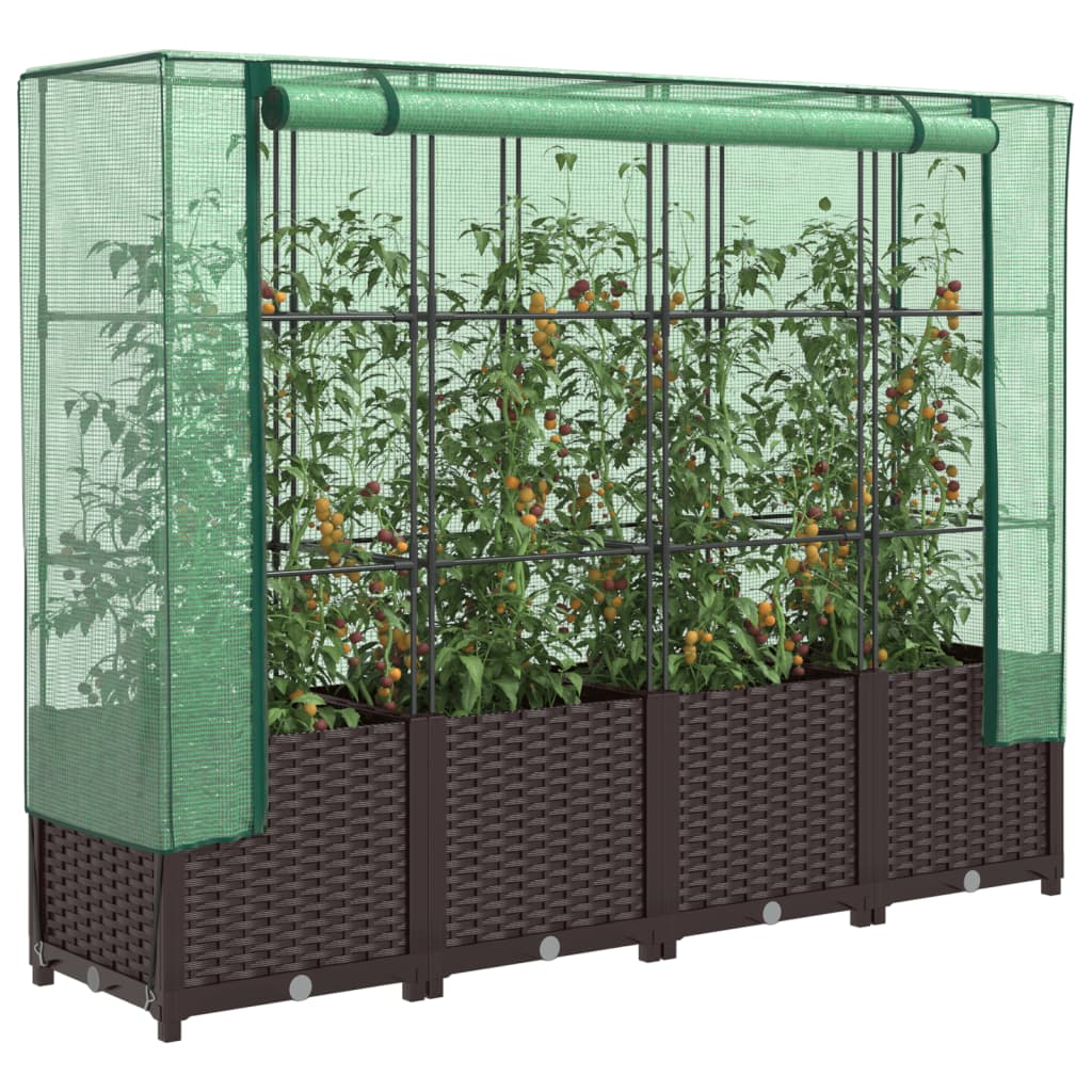 Hochbeet Mit Gewächshaus-Aufsatz Rattan-Optik 120X40X138 Cm