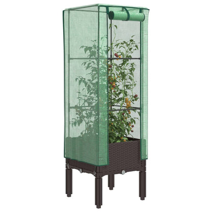 Hochbeet Mit Gewächshaus-Aufsatz Rattan-Optik 120X40X140 Cm