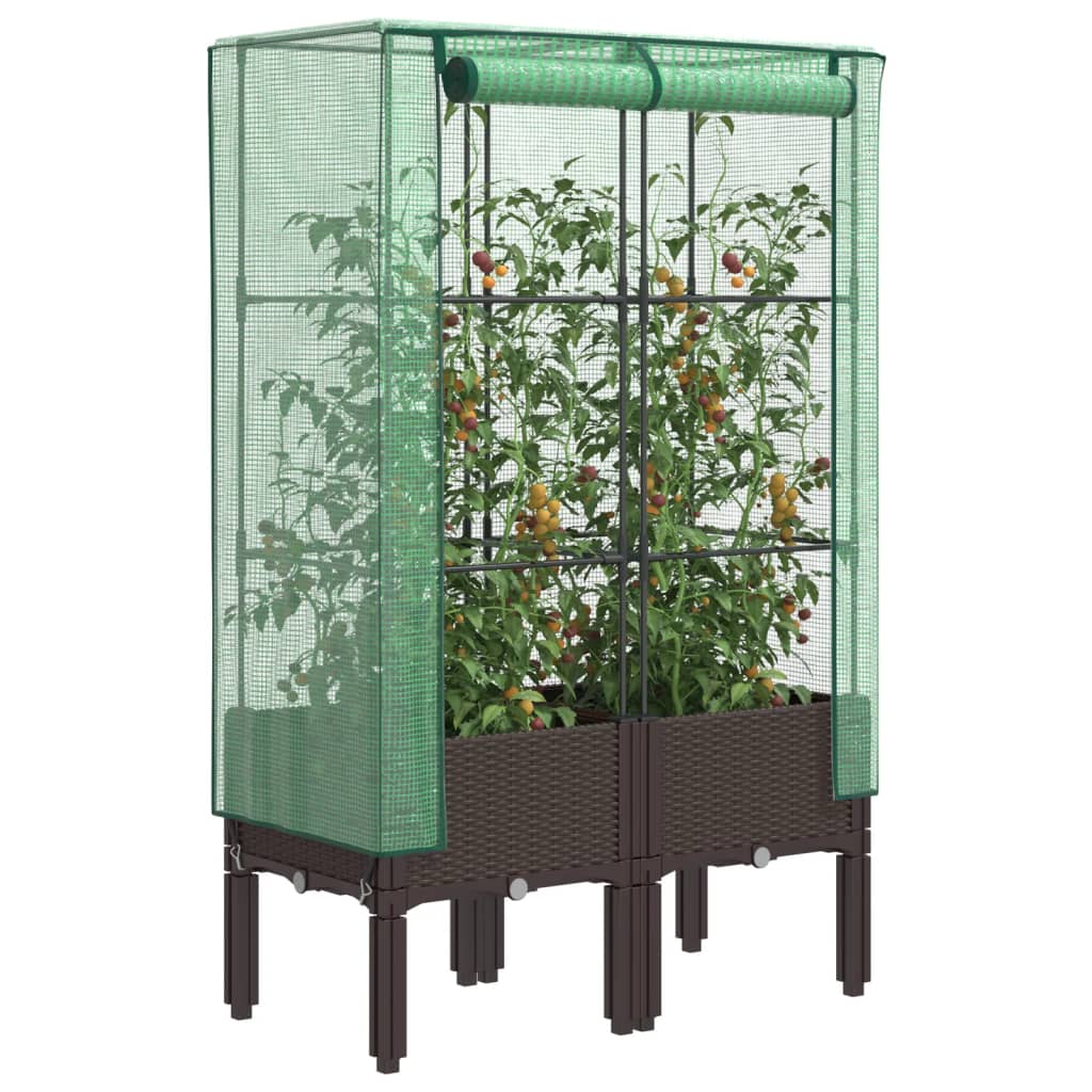 Hochbeet Mit Gewächshaus-Aufsatz Rattan-Optik 120X40X140 Cm