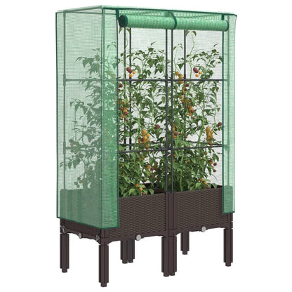 Hochbeet Mit Gewächshaus-Aufsatz Rattan-Optik 120X40X140 Cm
