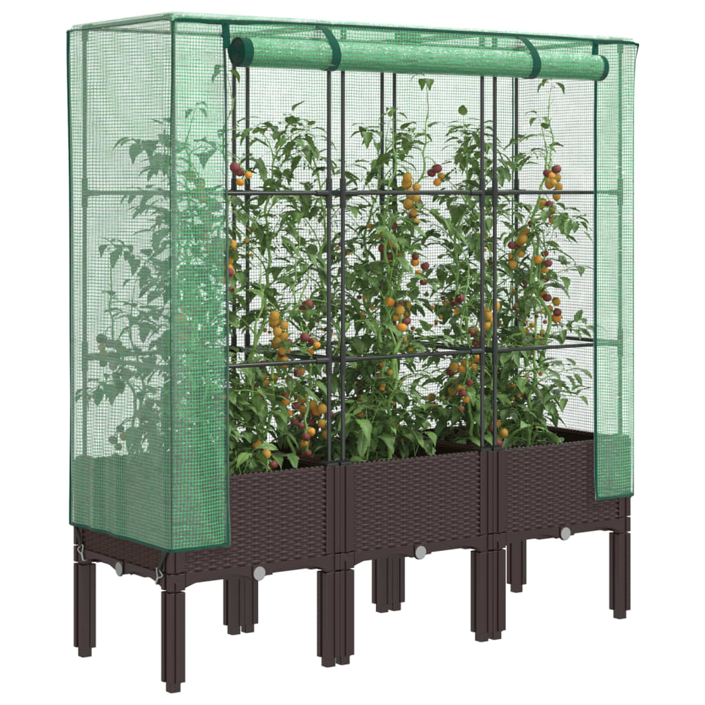 Hochbeet Mit Gewächshaus-Aufsatz Rattan-Optik 120X40X140 Cm