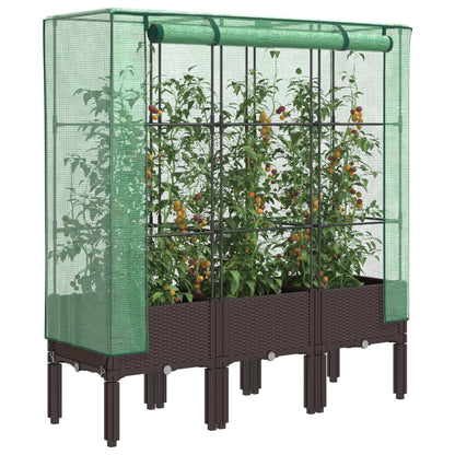 Hochbeet Mit Gewächshaus-Aufsatz Rattan-Optik 120X40X140 Cm
