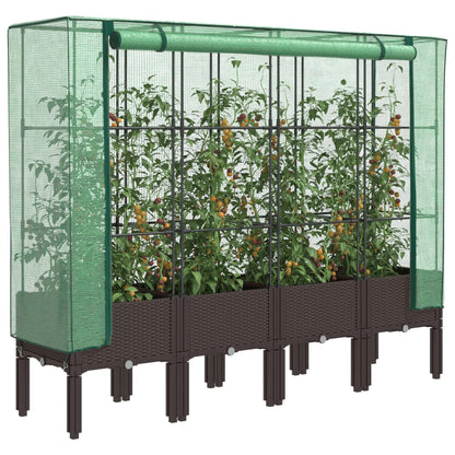 Hochbeet Mit Gewächshaus-Aufsatz Rattan-Optik 120X40X140 Cm
