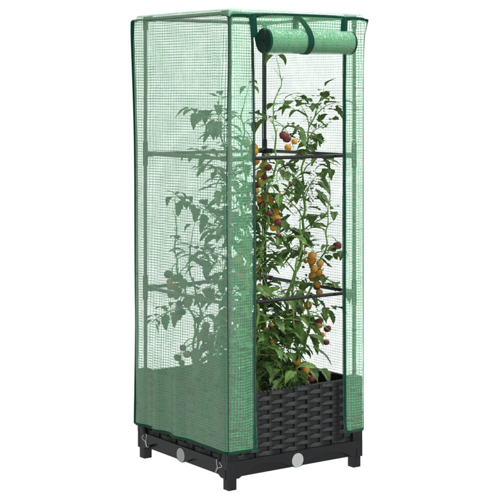 Hochbeet Mit Gewächshaus-Aufsatz Rattan-Optik 120X40X138 Cm