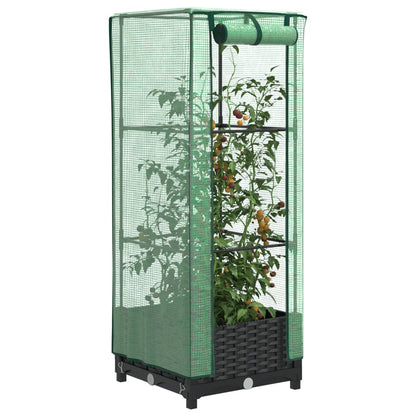 Hochbeet Mit Gewächshaus-Aufsatz Rattan-Optik 120X40X138 Cm