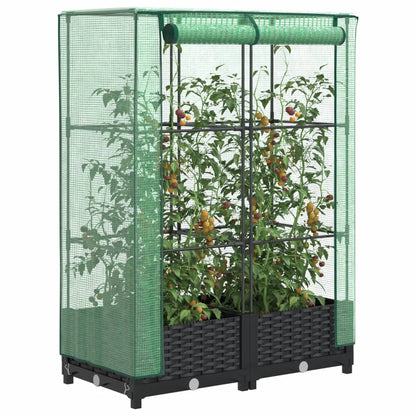 Hochbeet Mit Gewächshaus-Aufsatz Rattan-Optik 120X40X138 Cm