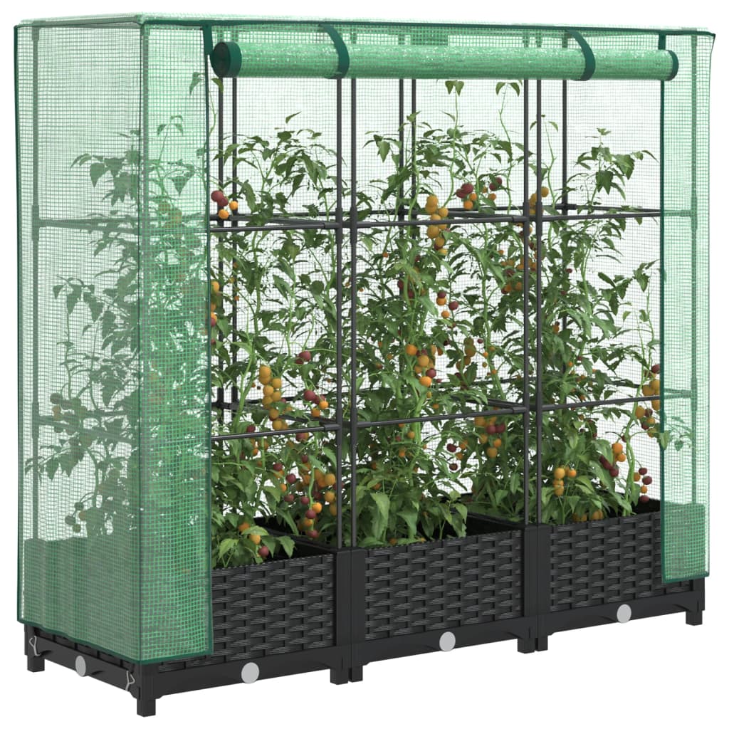 Hochbeet Mit Gewächshaus-Aufsatz Rattan-Optik 120X40X138 Cm